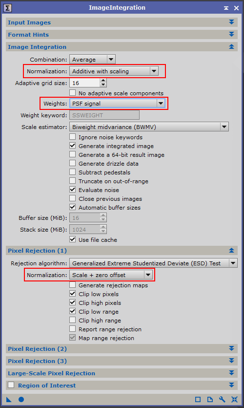 Image integration without normalization