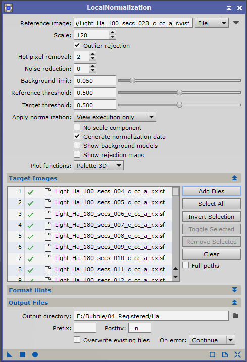 Local Normalization dialog